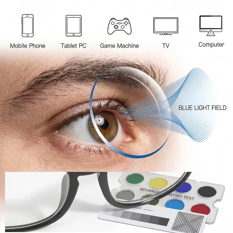 Blue Light Blocking Sports Eyewear - 1.61 Index Lenses, Anti-Eyestrain, Anti-Glare, UV Protection, Impact Resistant, Flexible PC Minimalist Lightweight Frame for Screen Time, Office Use, Allday Wear
